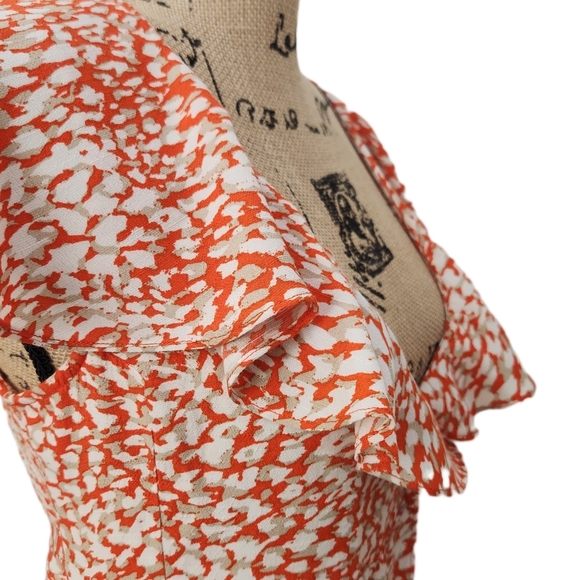 FREE PEOPLE French Quarter Wrap Mini Dress, Orange/Tan/White Print, Women's XS - Picture 9 of 13